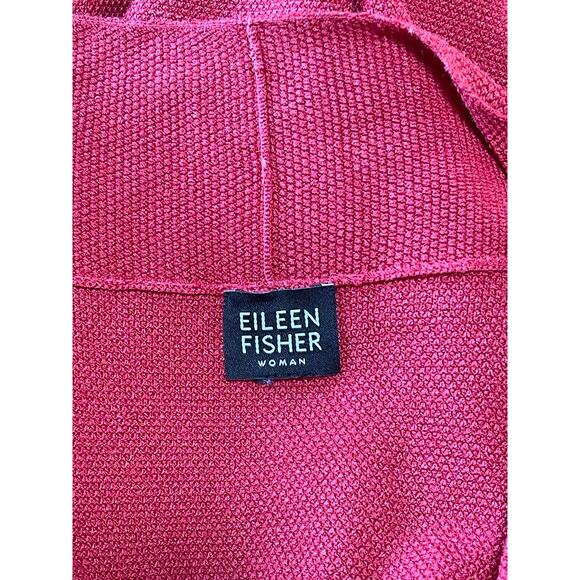 Womens Eileen Fisher Red Silk Blend Open Knit Textured Cardigan Sweater No Size - Picture 4 of 10